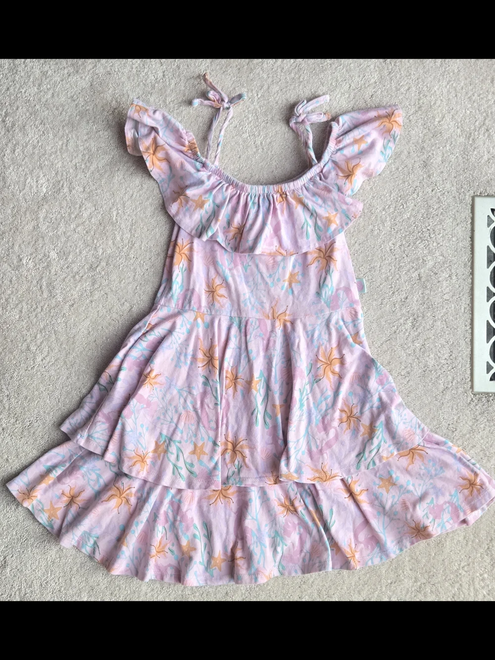 The LITTLE MERMAID COLLEEN ATWOOD Girls' Pink Floral Ruffle Sundress